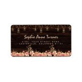  Floral Wood Old Lantern Weddin Etiket (Voorkant)