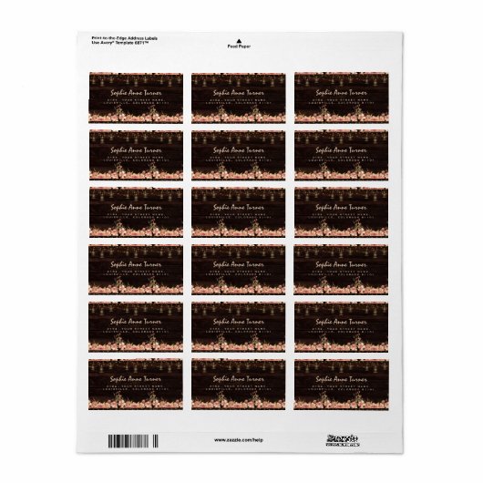  Floral Wood Old Lantern Weddin Etiket (Full Sheet)