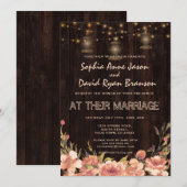  Floral Wood Old Lantern Wedding Invite Kaart (Voorkant / Achterkant)