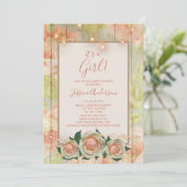 Floral Wood Roos Mason Jar Light Baby shower Kaart (Staand voorkant)