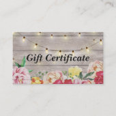 Floral Wood & String Lights Salon Gift Certificate Kortingskaartje (Voorkant)