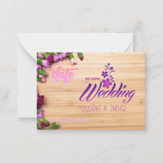 Floral Wood Textured Save the Date Notitiekaartje