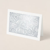 Floral Woodcut Monogram Print Folie Kaarten (Voorkant)