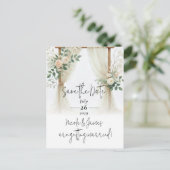 Floral Wooden Arch Greenery Rozen Save the Date Aankondigingskaart (Staand voorkant)