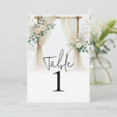 Floral Wooden Arch Greenery Rozen Tafelnummer (Staand voorkant)