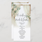 Floral Wooden Arch Greenery Rozen Trouwprogramma Programmakaart (Voorkant / Achterkant)