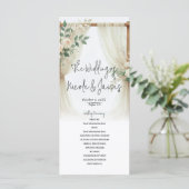 Floral Wooden Arch Greenery Rozen Trouwprogramma Programmakaart (Staand voorkant)