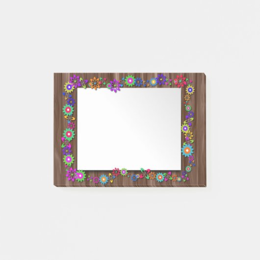 Floral Wooden Lijst Post-it® Notes (Voorkant)