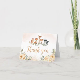 Floral Woodland Animals Baby shower Bedankkaart