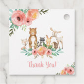 Floral Woodland Animals Baby shower Dank u Bedankjes Labels (Achterkant)