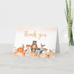 Floral Woodland Animals Baby shower Hartelijk dank Bedankkaart