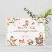 Floral Woodland Animals Baby shower Hartelijk dank Kaart (Staand voorkant)
