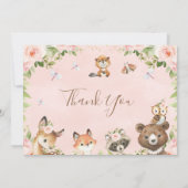 Floral Woodland Animals Baby shower Hartelijk dank Kaart (Achterkant)