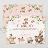 Floral Woodland Animals Baby shower Hartelijk dank Kaart (Voorkant / Achterkant)