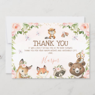 Floral Woodland Animals Baby shower Hartelijk dank Kaart