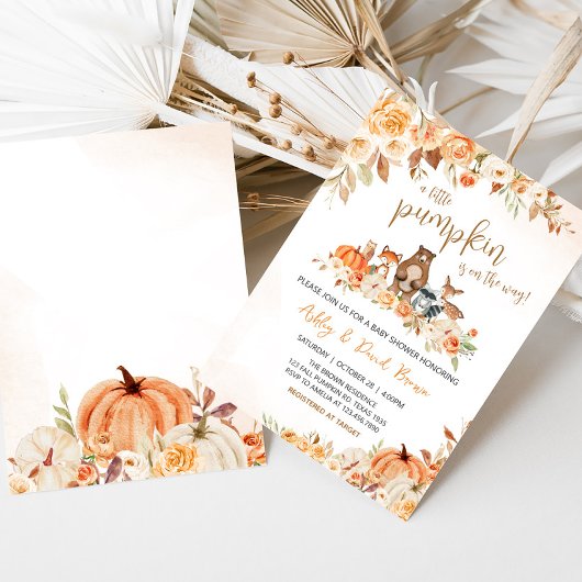 Floral Woodland Animals Baby shower Kaart