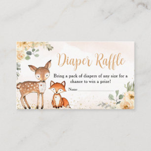 Floral Woodland Animals Baby shower Luier Raffle Informatiekaartje