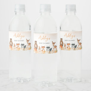 Floral Woodland Animals Baby shower Waterfles Etiket