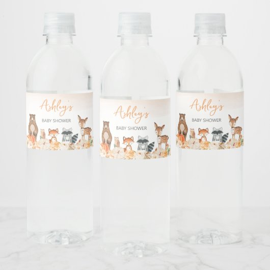 Floral Woodland Animals Baby shower Waterfles Etiket (Flessen)