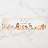 Floral Woodland Animals Baby shower Waterfles Etiket (Enkel label)