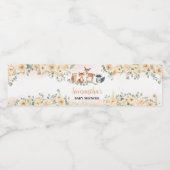 Floral Woodland Animals Baby shower Waterfles Etiket (Enkel label)