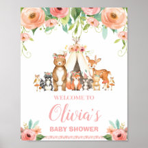 Floral Woodland Baby shower Birthday Welcome
