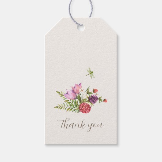 Floral Woodland Dank u Cadeaulabel (Voorkant)