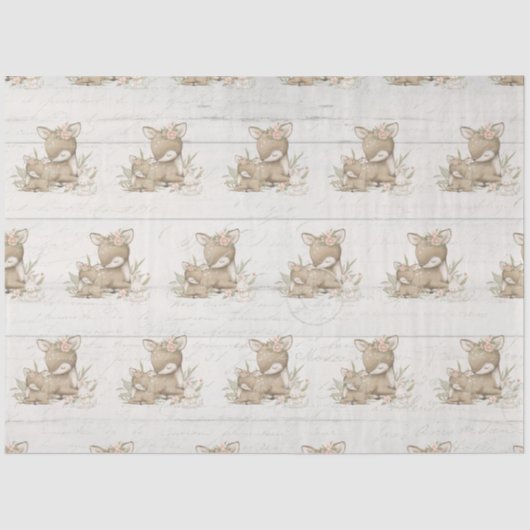 Floral Woodland Deer Baby Girl-douche Tissuepapier (Voorkant)