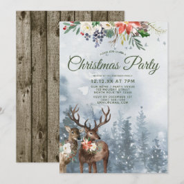 Floral Woodland Forest Dieren Kerstfeest Kaart