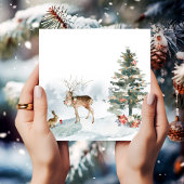 Floral Woodland Forest Dieren Kerstfeest Kaart