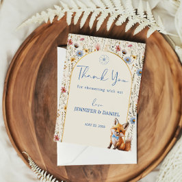 Floral Woodland Fox Baby shower Bedankkaart