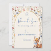 Floral Woodland Fox Baby shower Bedankkaart (Voorkant)