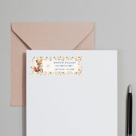 Floral Woodland Fox Baby shower Retouradres Lab Etiket