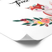 Floral Woodland Fox Baby shower Sign Poster (Hoek)