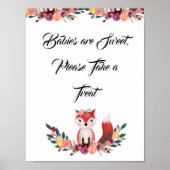 Floral Woodland Fox Baby shower Sign Poster (Voorkant)