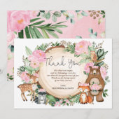  Floral Woodland Girl Baby shower Dank je Bedankkaart (Voorkant / Achterkant)