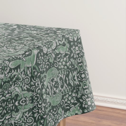 Floral Woodland Green Forest Animal Pattern Tafelkleed (Voorbeeld)