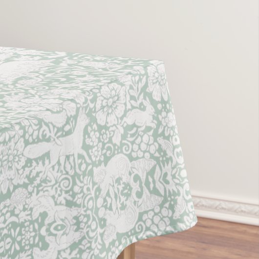 Floral Woodland Light Green Forest Animal Pattern Tafelkleed (Voorbeeld)