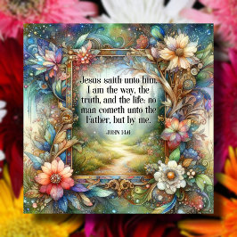 Floral Woodland met Inspirerend Johannes 14:6 Vers Tegeltje