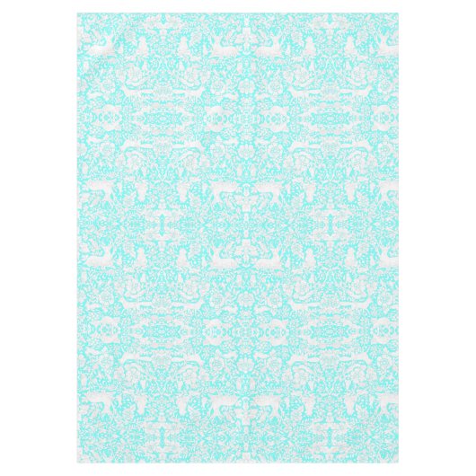 Floral Woodland Turquoise Forest Animal Pattern Tafelkleed (Voorkant)