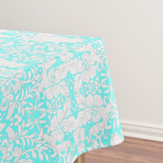 Floral Woodland Turquoise Forest Animal Pattern Tafelkleed (Voorbeeld)