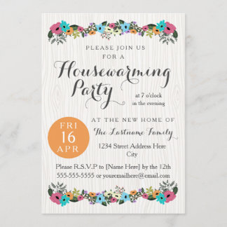 Floral Woodlands Housewarming Party Kaart