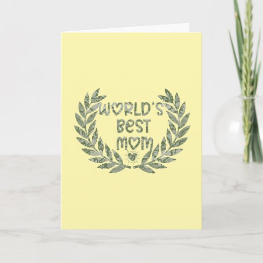 Floral World's Best Mom Text Design Kaart (Voorkant)