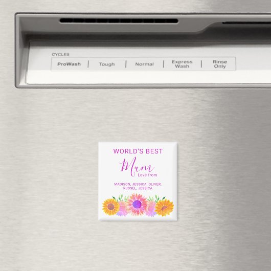  Floral World's Best Mum Moederdag Magneet (Insitu (Vaatwasser))