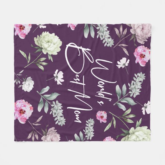 Floral World's beste moeder Fleece Deken (Voorkant (Horizontaal))