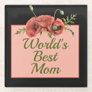 Floral World's beste moeder Glazen Onderzetter