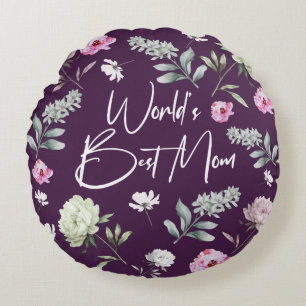 Floral World's beste moeder Rond Kussen