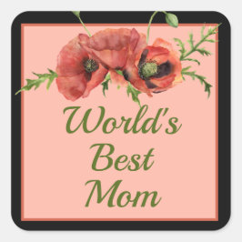  Floral World's beste moeder Vierkante Sticker