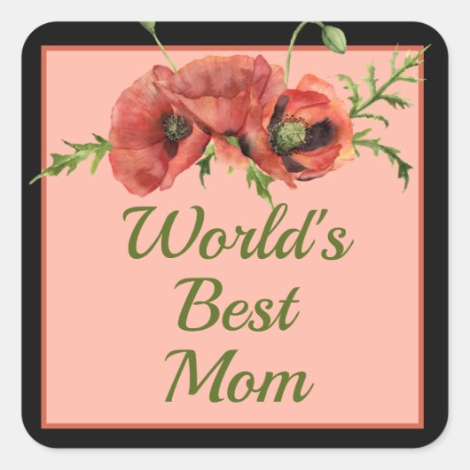  Floral World's beste moeder Vierkante Sticker (Voorkant)