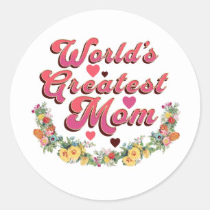 Floral World's grootste moeder Ronde Sticker